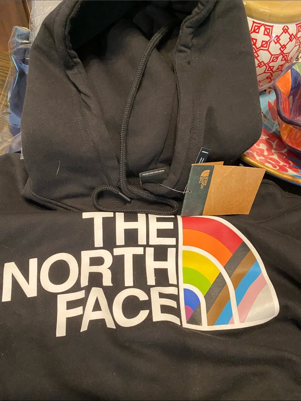 The North Face Black Pride Hoodie with Rainbow Logo Patch